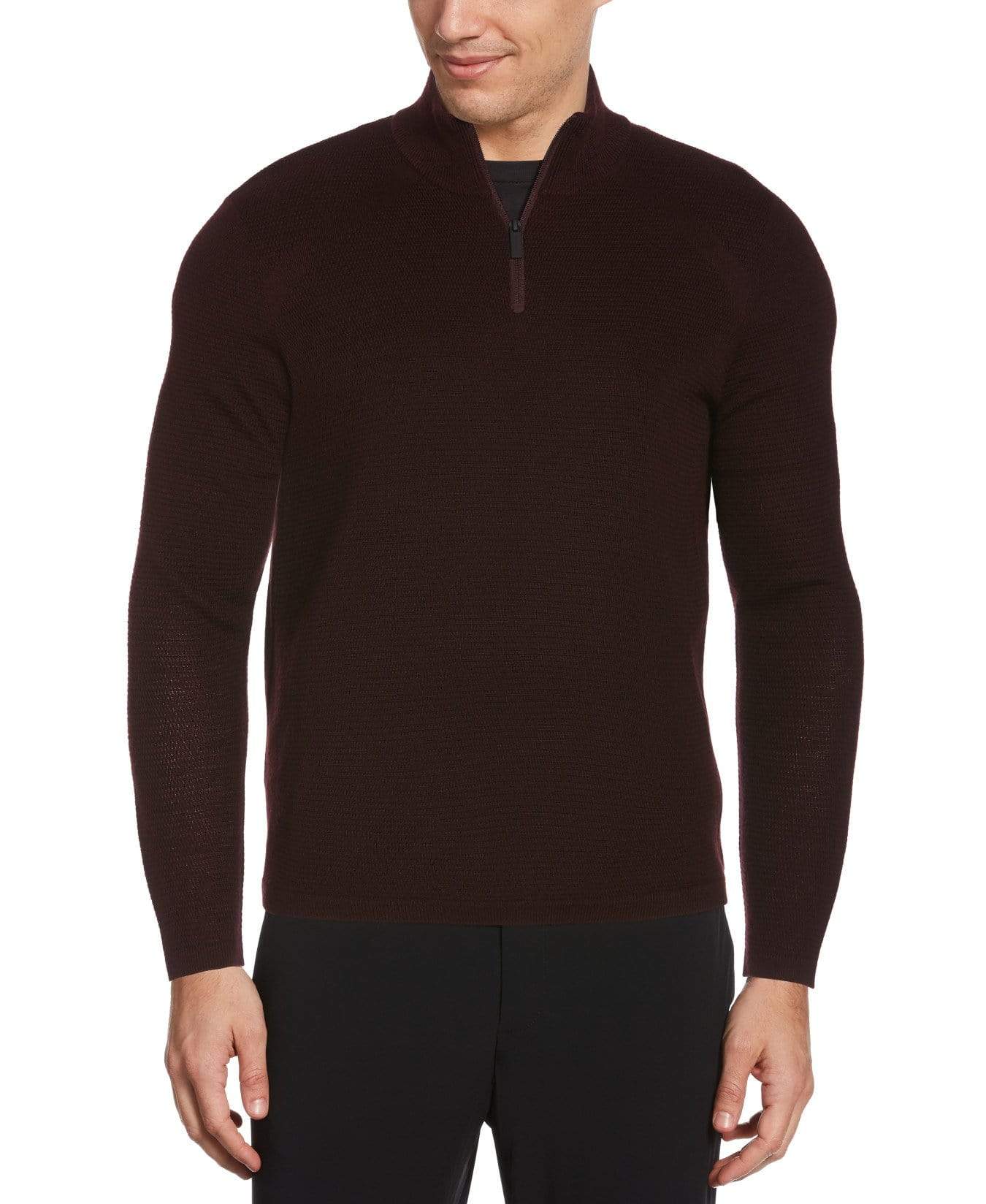 Big & Tall Textured Merino Blend Quarter Zip Sweater