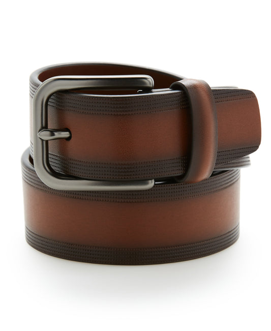 Casual Leather Belt with Embossed Pattern