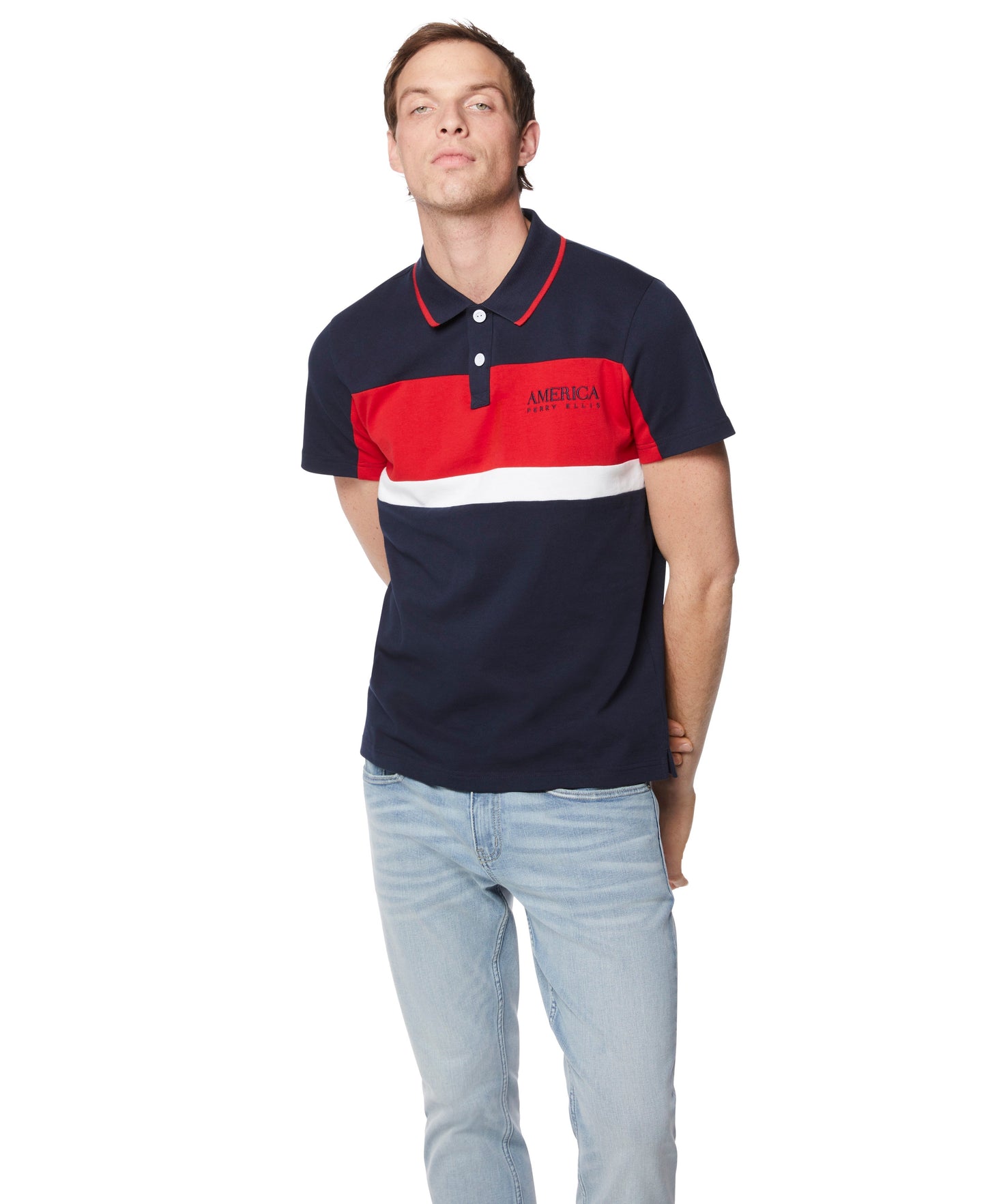 Color Block Jersey Polo