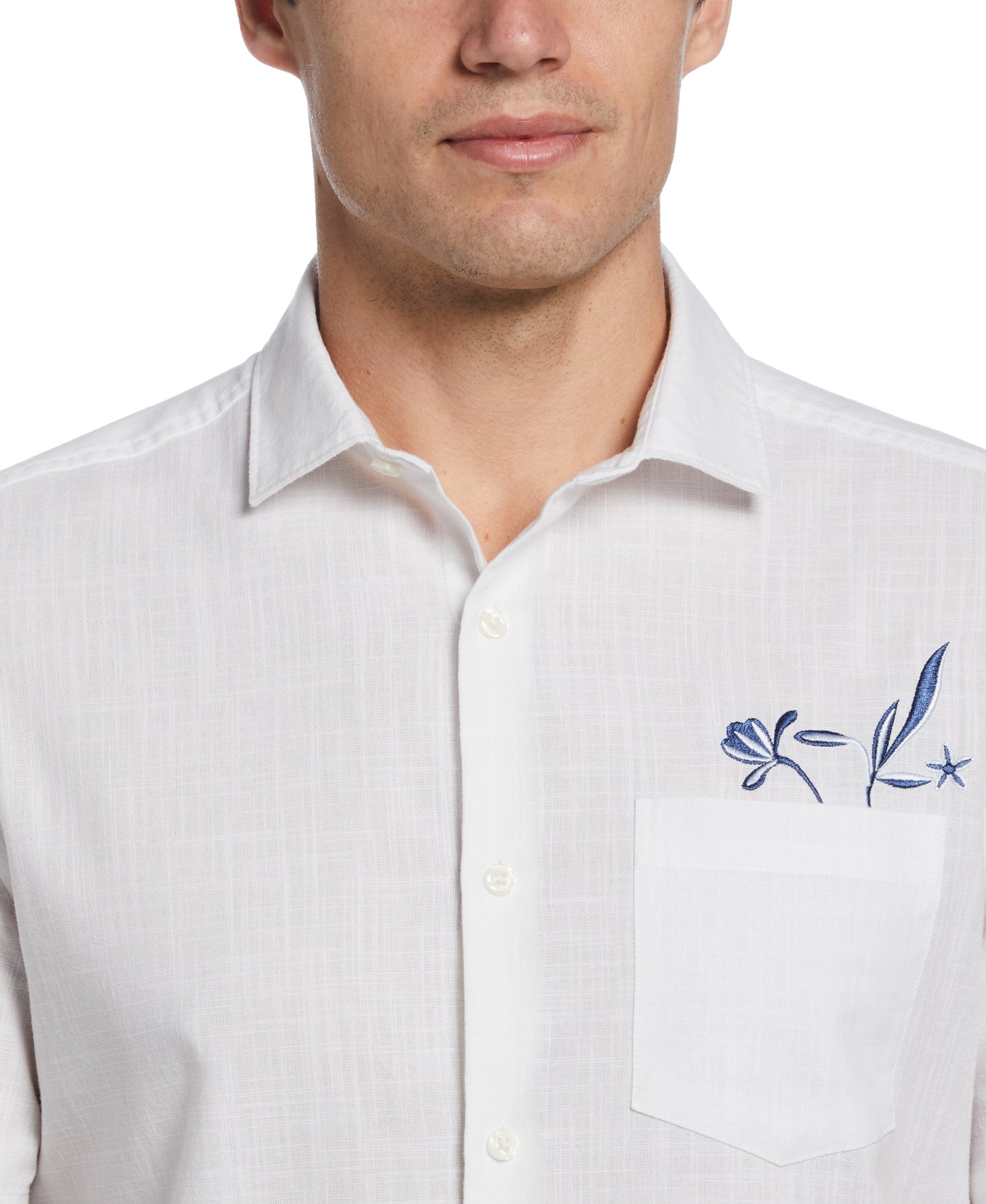 Cotton Slub Embroidered Motif Shirt