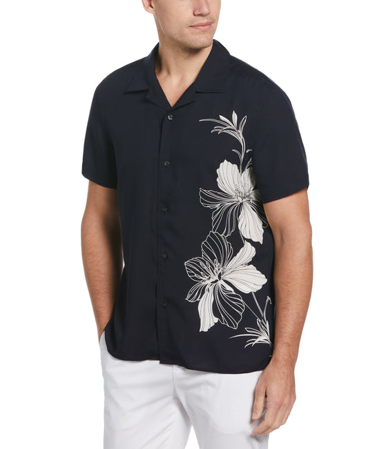 EcoVero™ Large Tropical Floral Print Camp Collar Shirt