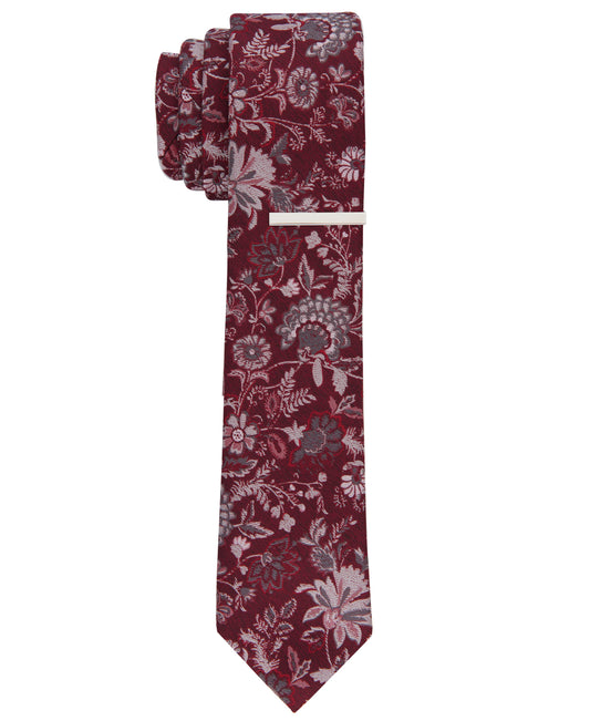 Garnet Floral Slim Tie