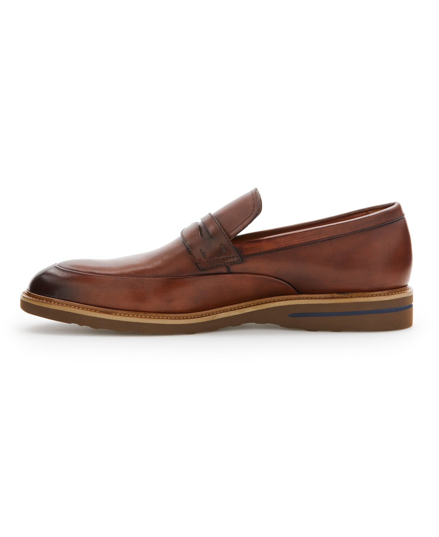 Genuine Leather Contrast Penny Loafers
