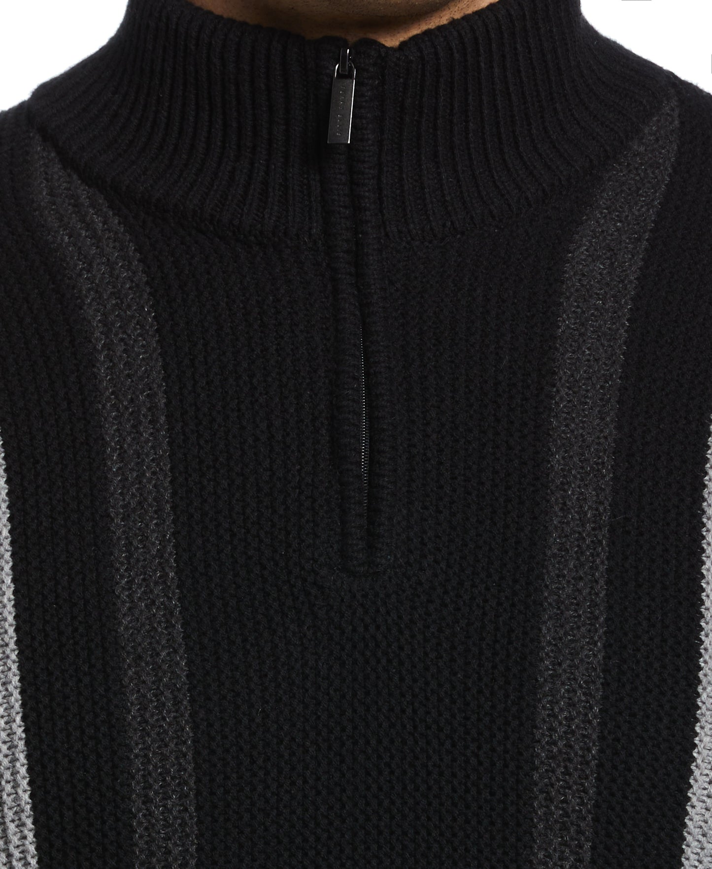 Jacquard Stripe Quarter Zip Sweater