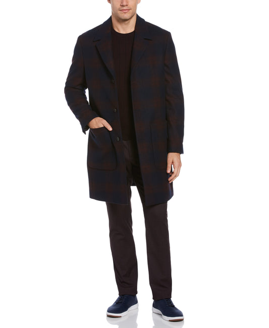 Large Ombre Plaid Wool Topcoat