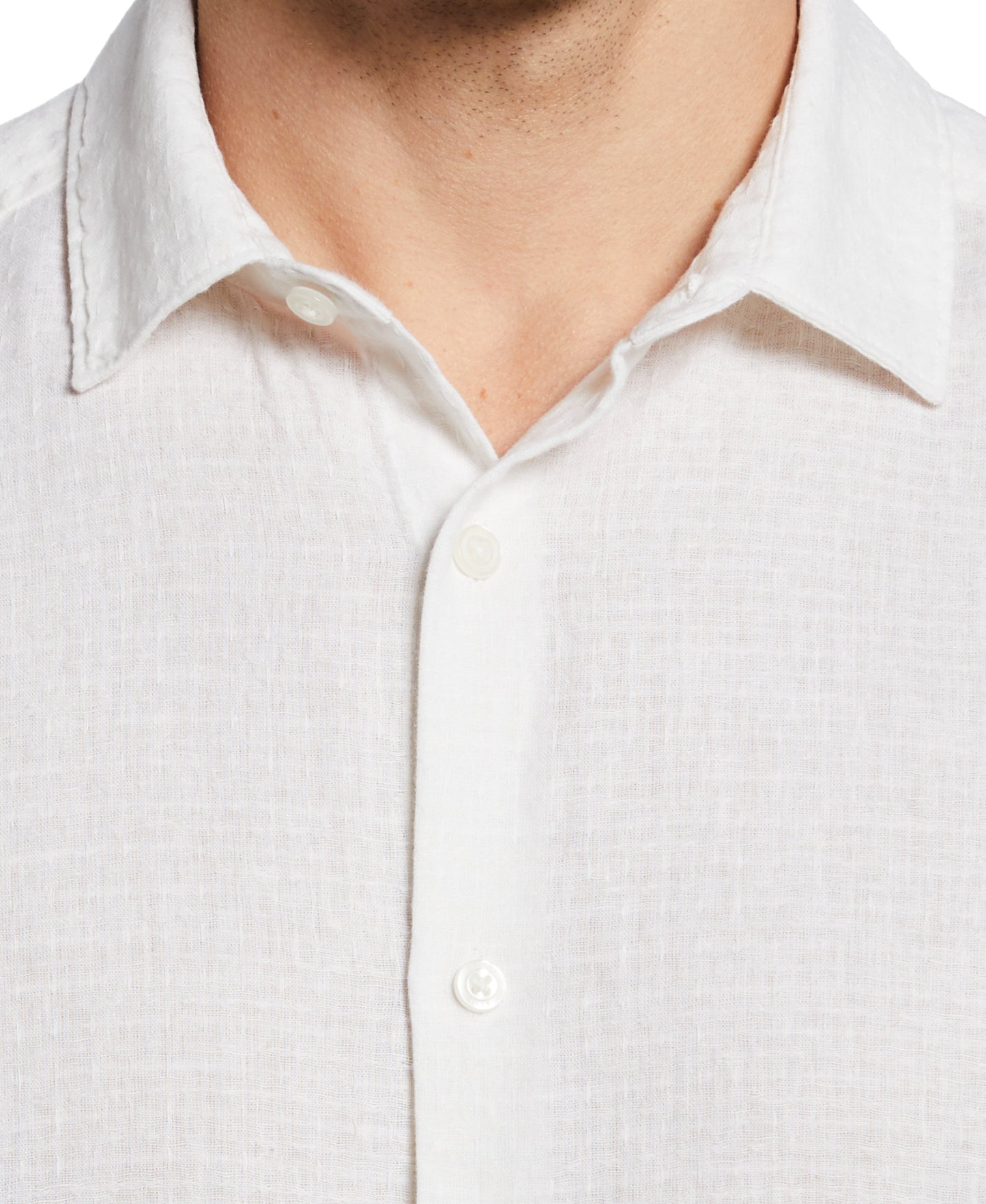 Linen Blend Dobby Roll Sleeve Shirt