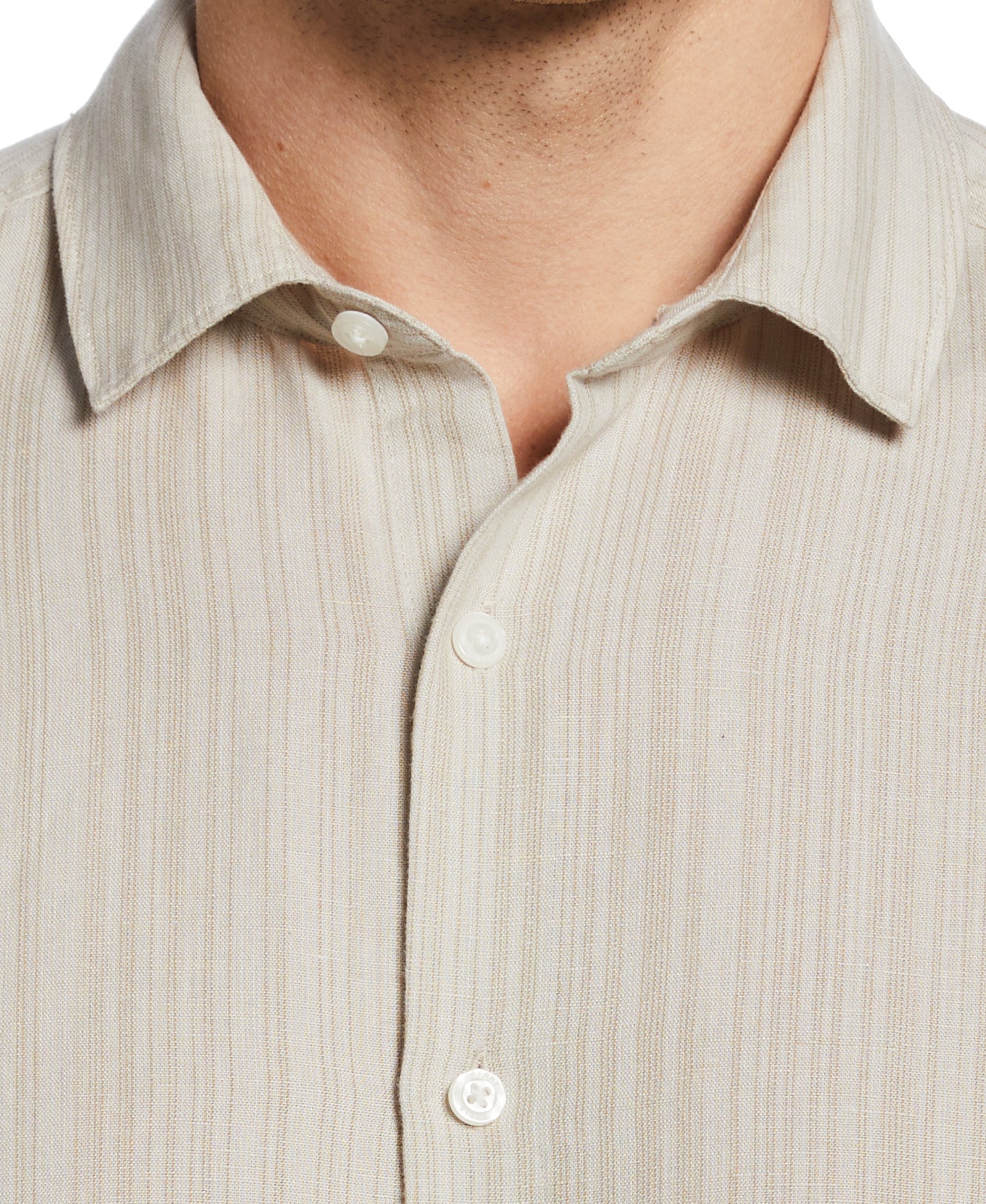 Linen Blend Print Roll Sleeve Shirt
