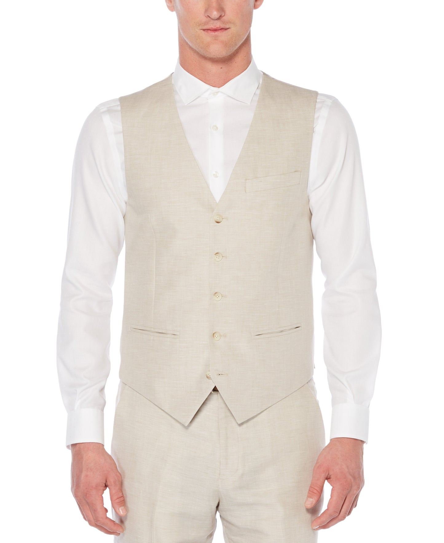 Linen Cotton Herringbone Suit Vest