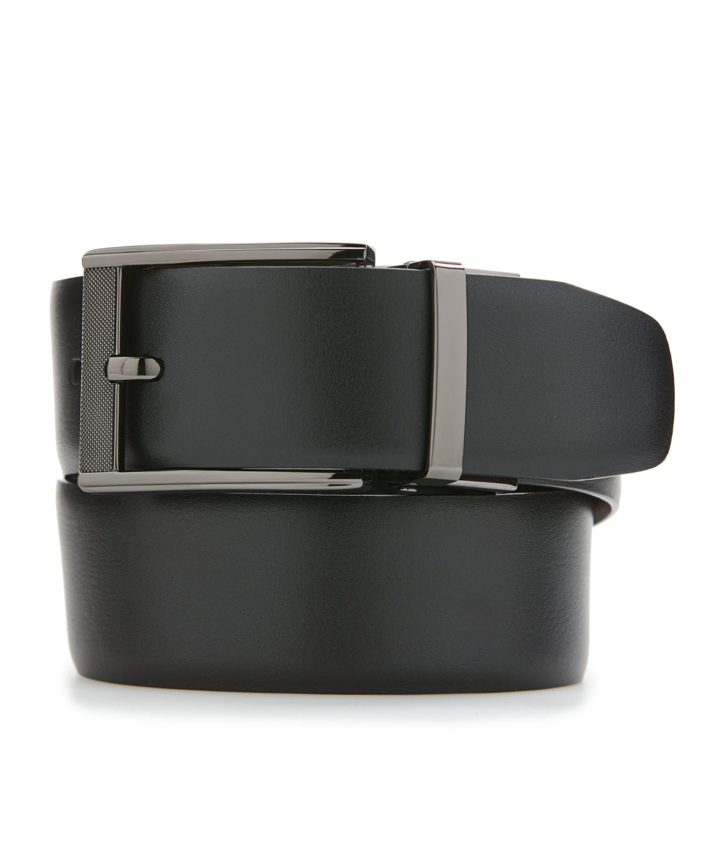 Mesh Buckle Black Leather Belt