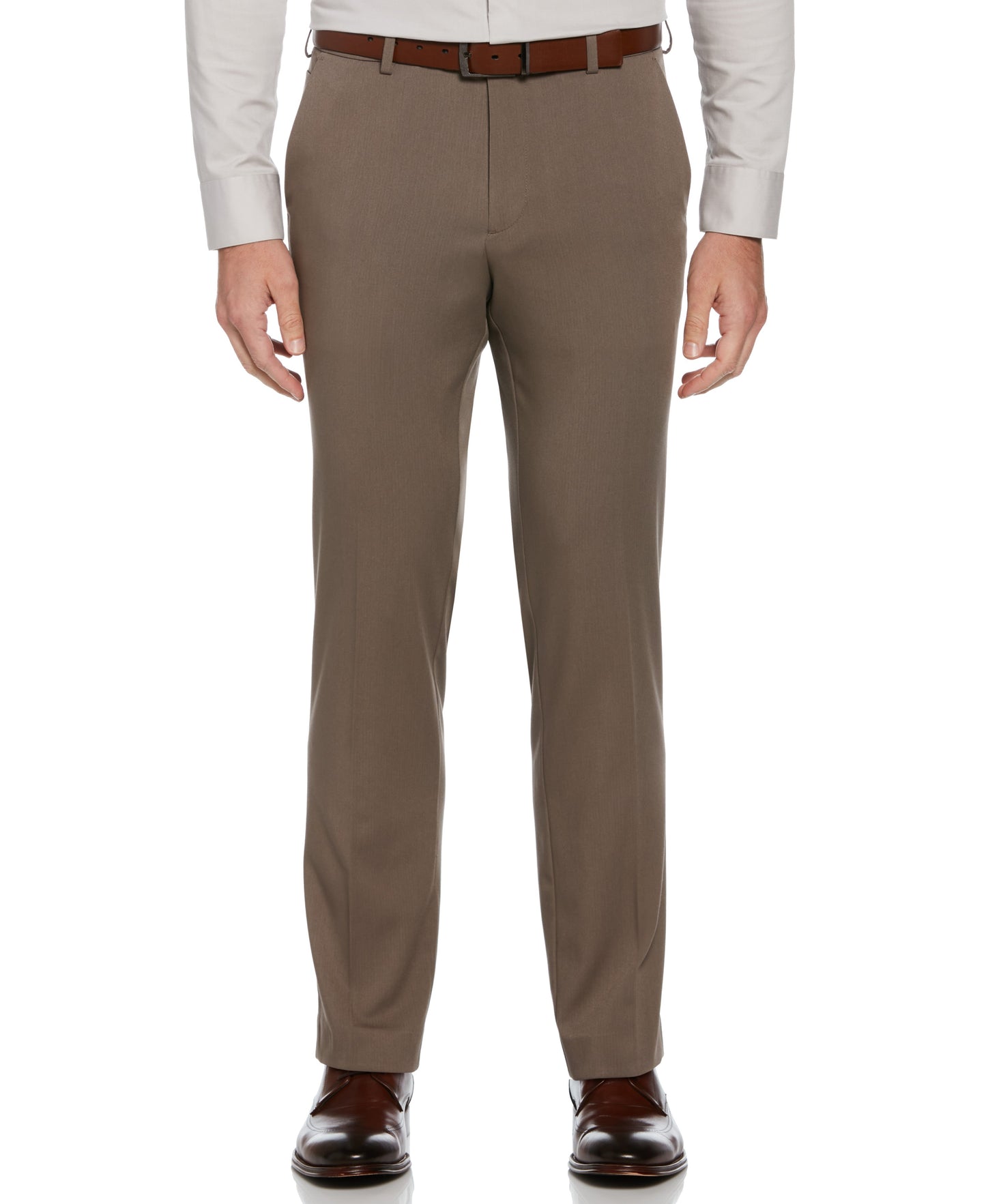 Slim Fit Herringbone Flat Front Suit Pant