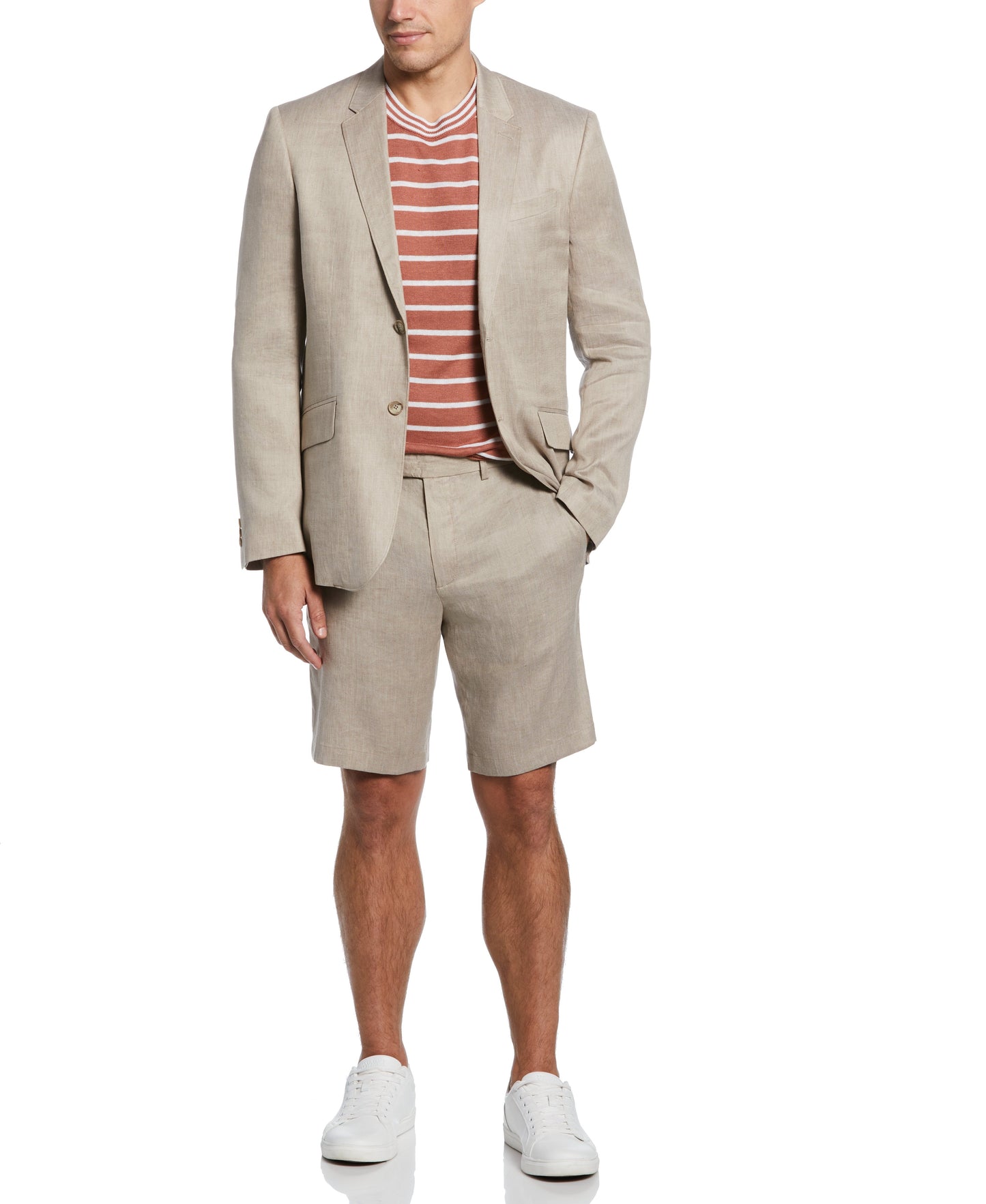 Slim Fit Linen Blend Summer Suit Jacket