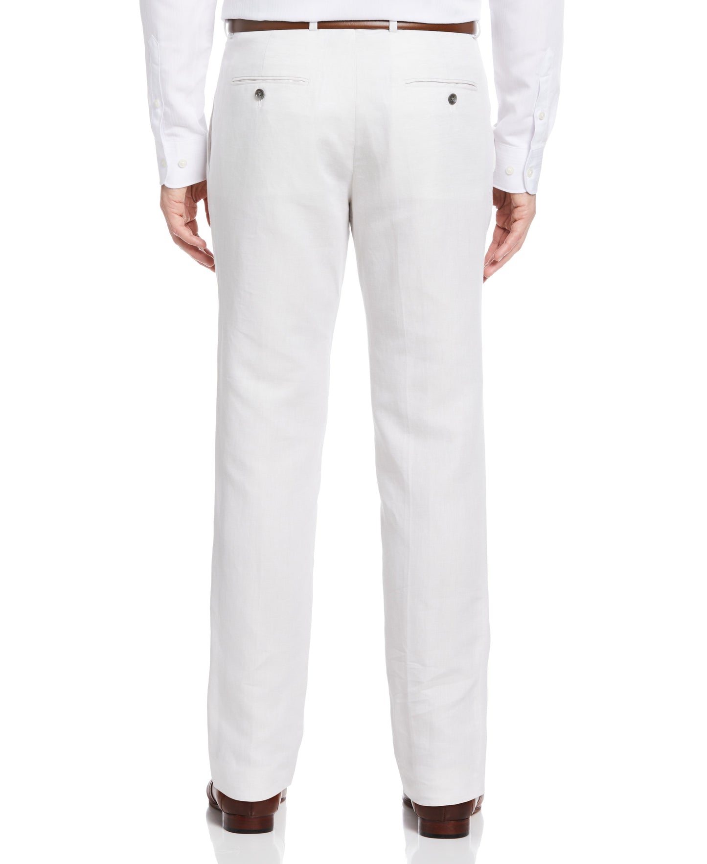 Slim Fit Linen Blend Twill Flat Front Suit Pant