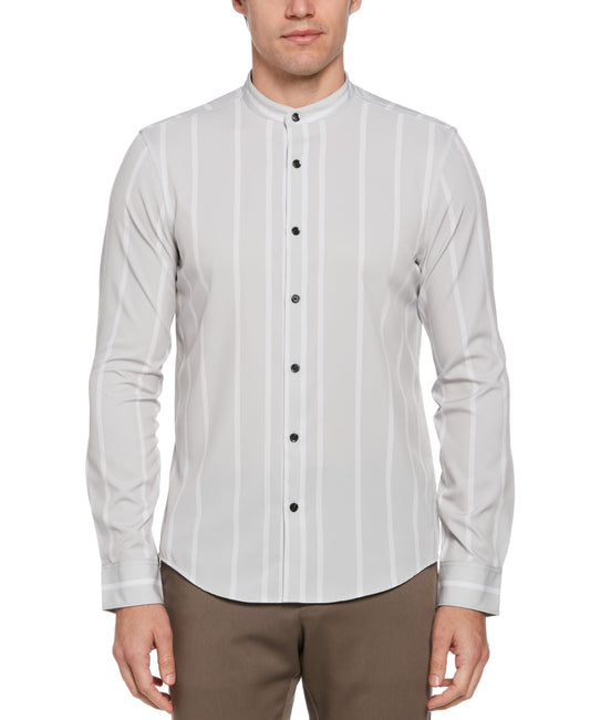 Slim Fit Total Stretch Striped Banded Collar Shirt