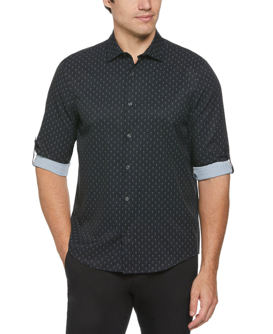 Total Stretch Rolled Sleeve Micro Geometric Shirt