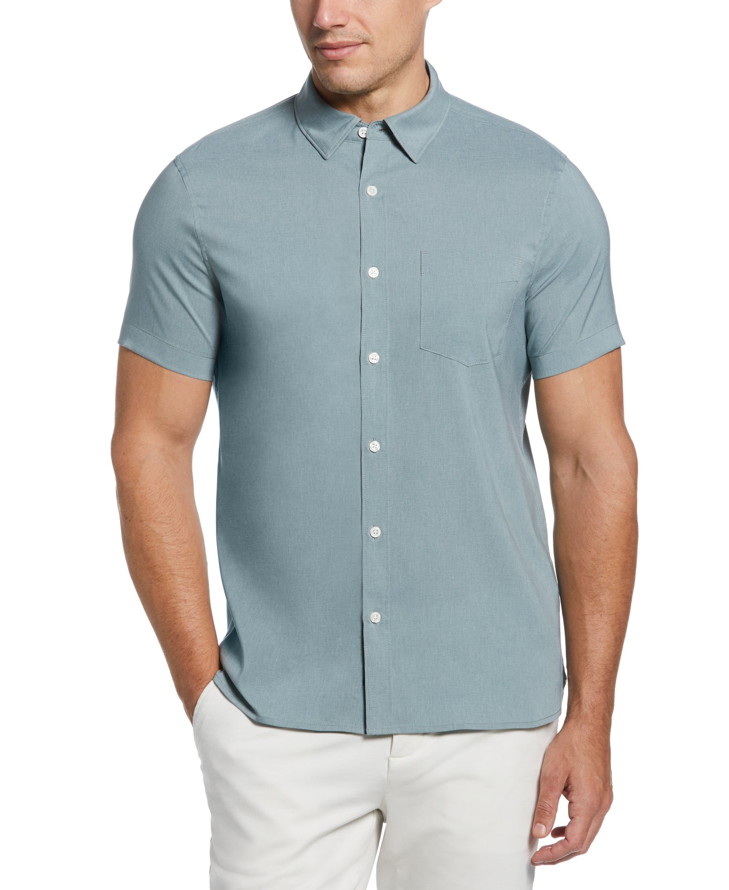 Total Stretch Slim Fit Heather Pocket Shirt