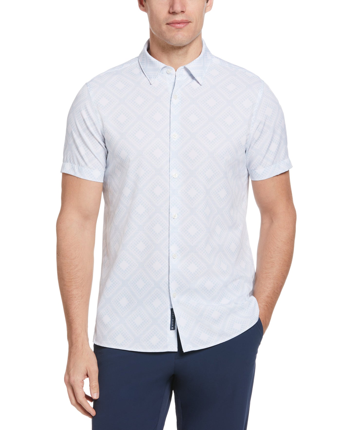 Total Stretch Slim Fit Tiled Dot Print Shirt