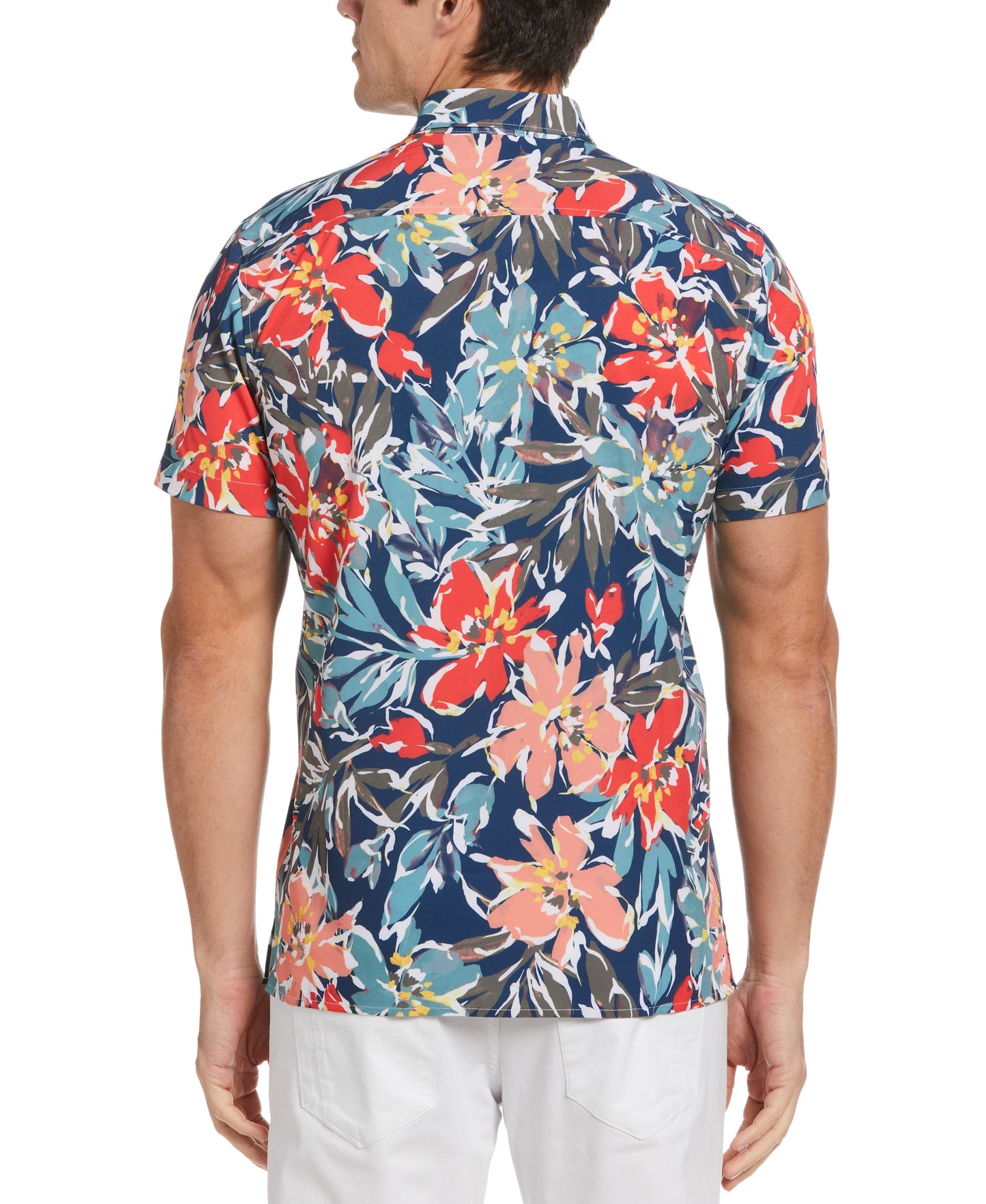 Total Stretch Tropical Floral Print Shirt
