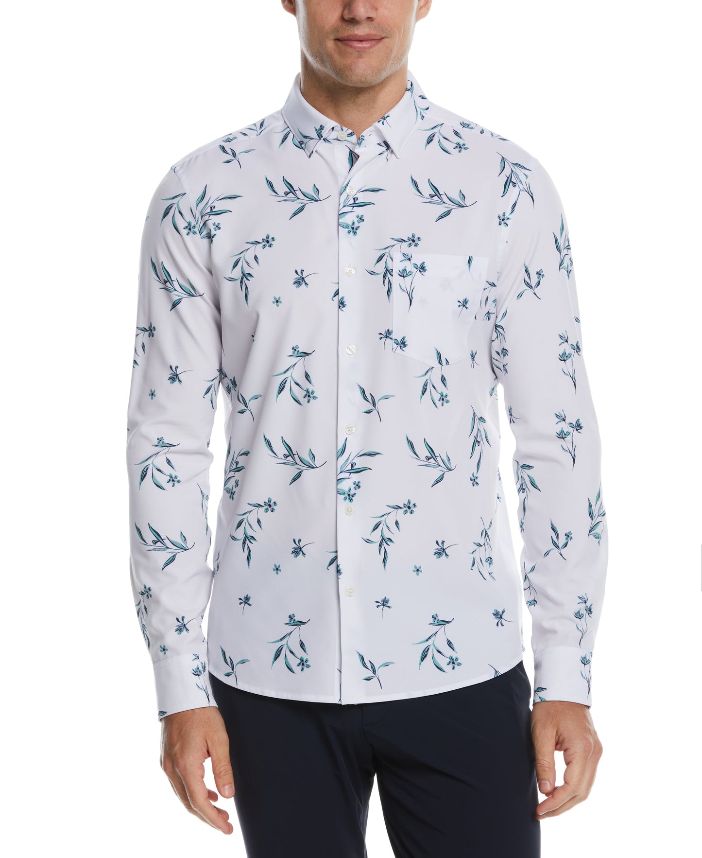 Untucked Total Stretch Floral Print Shirt