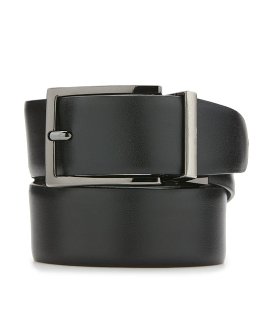 Wavy Black Leather Belt