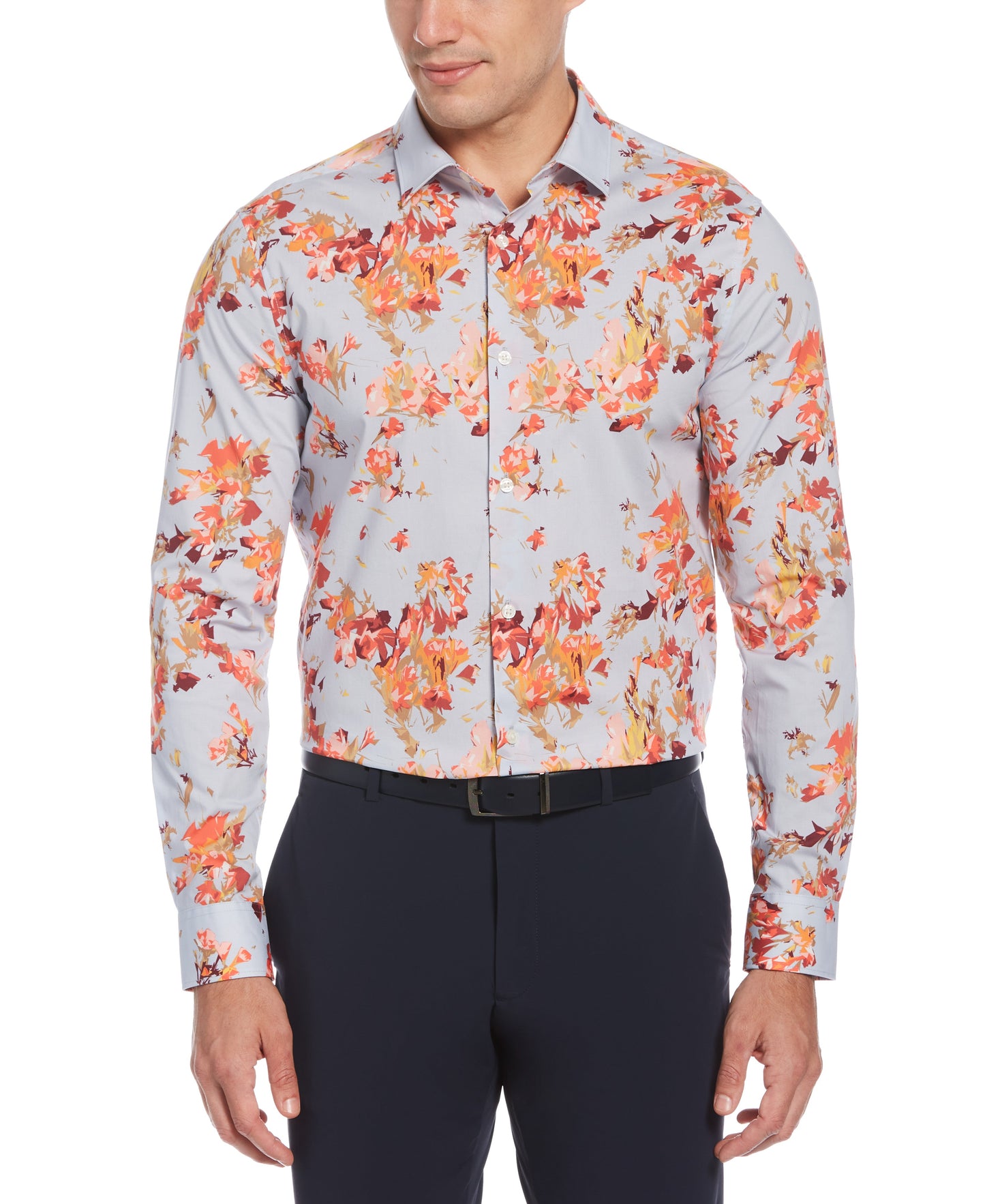 Big & Tall Multi-Color Floral Print Stretch Shirt